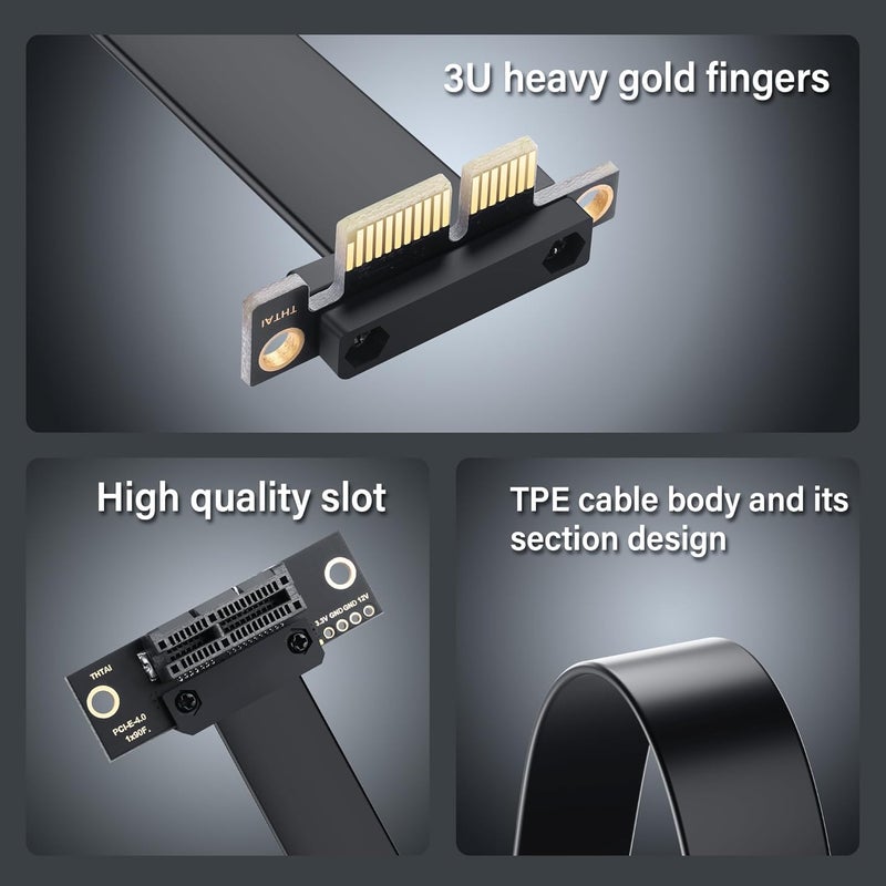 SinLoon PCIe 4.0 X1 Extension Cable 90 Degree PCI-E 1X Male to Female Riser Cable (10CM) - Image 5
